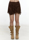 Lace-Slit Mini Skirt CL531
