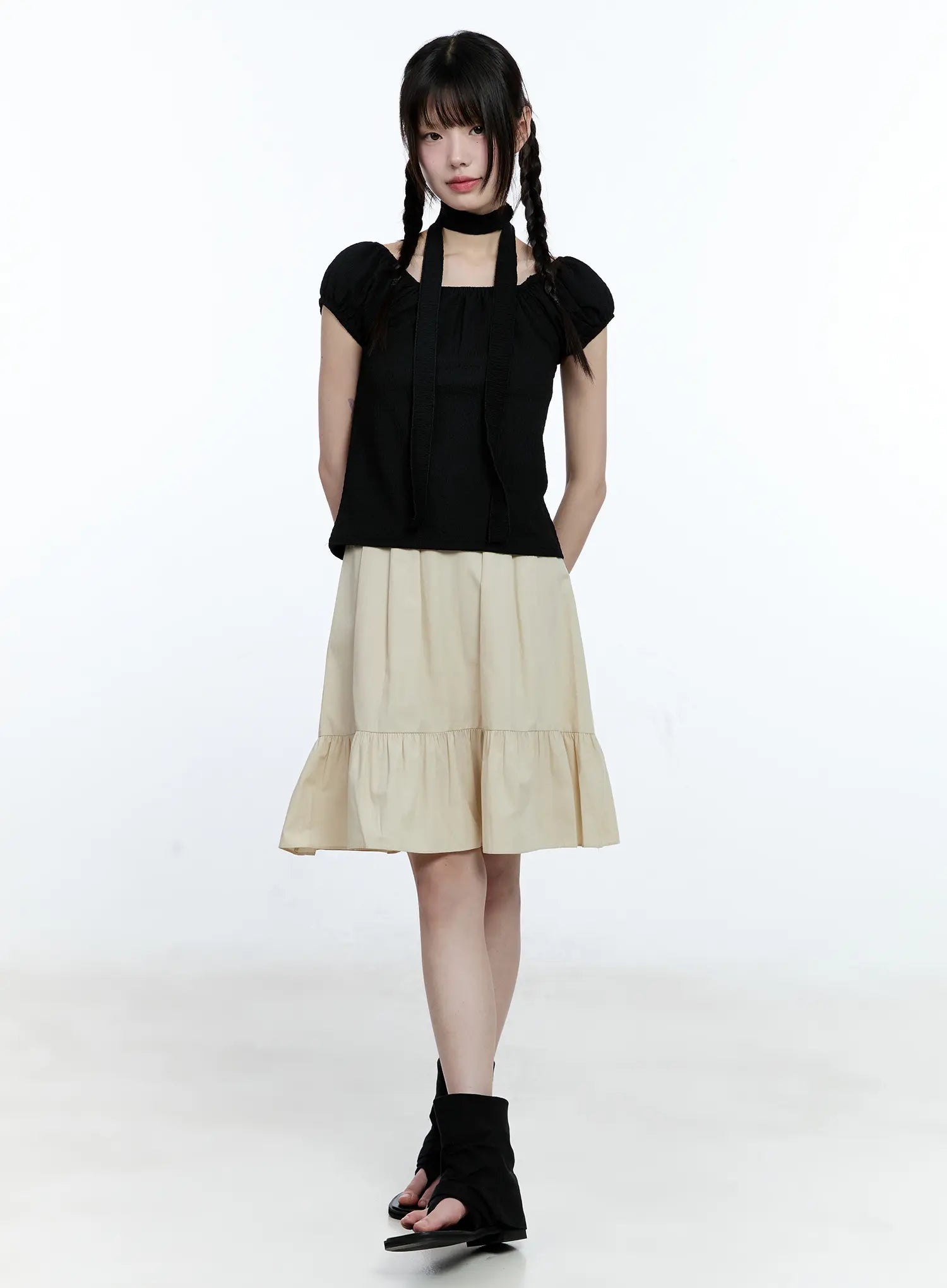 Cotton Tiered Midi Skirt CG507