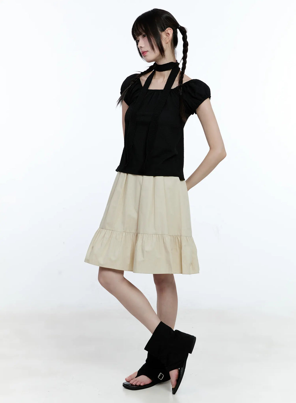 Cotton Tiered Midi Skirt CG507