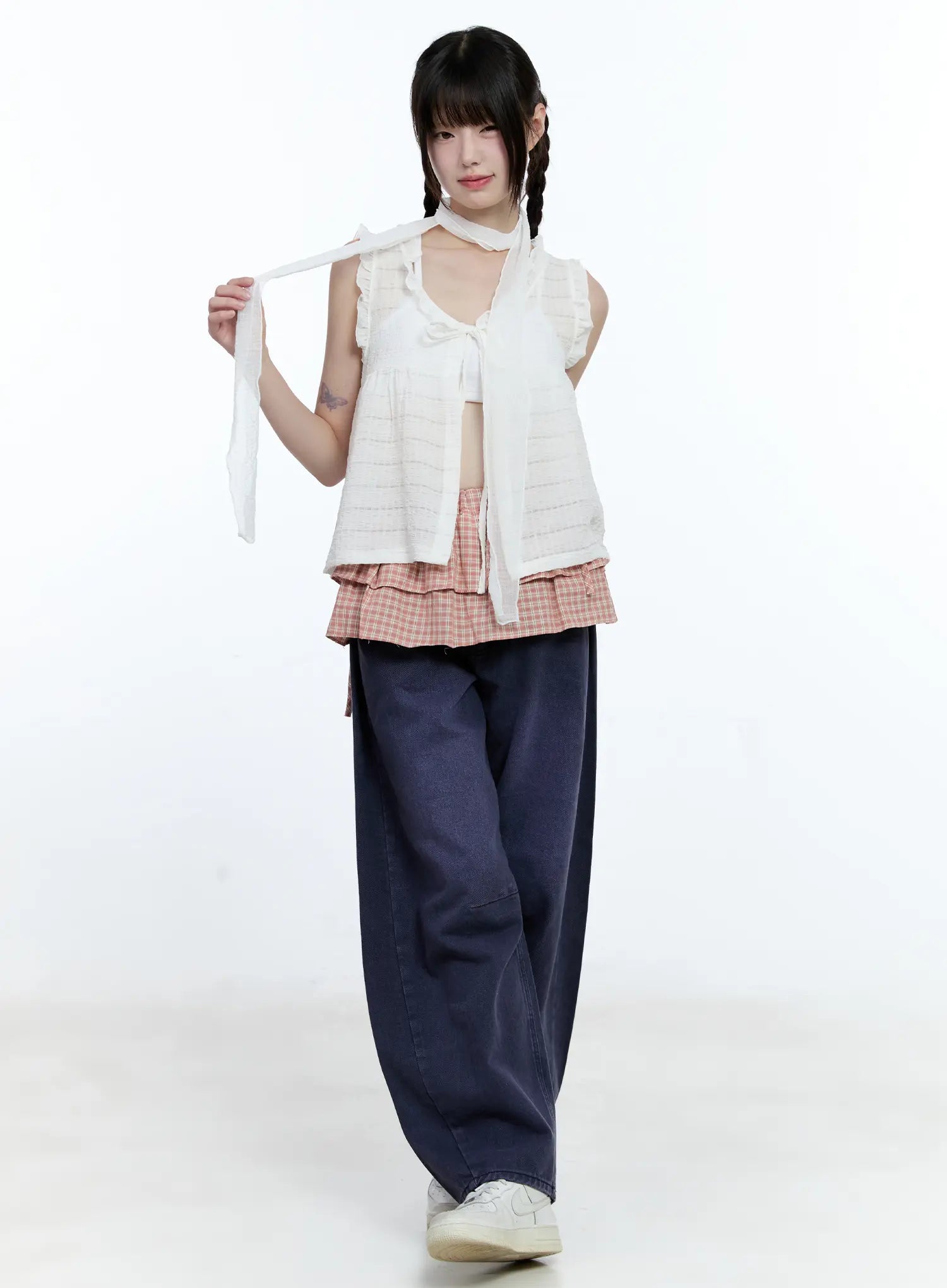 Plaid Layered Wrap Mini Skirt CG507