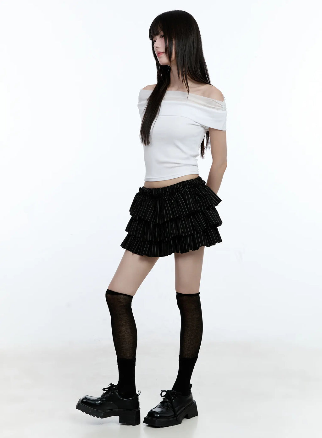 Tiered Stripe Mini Skirt CG507