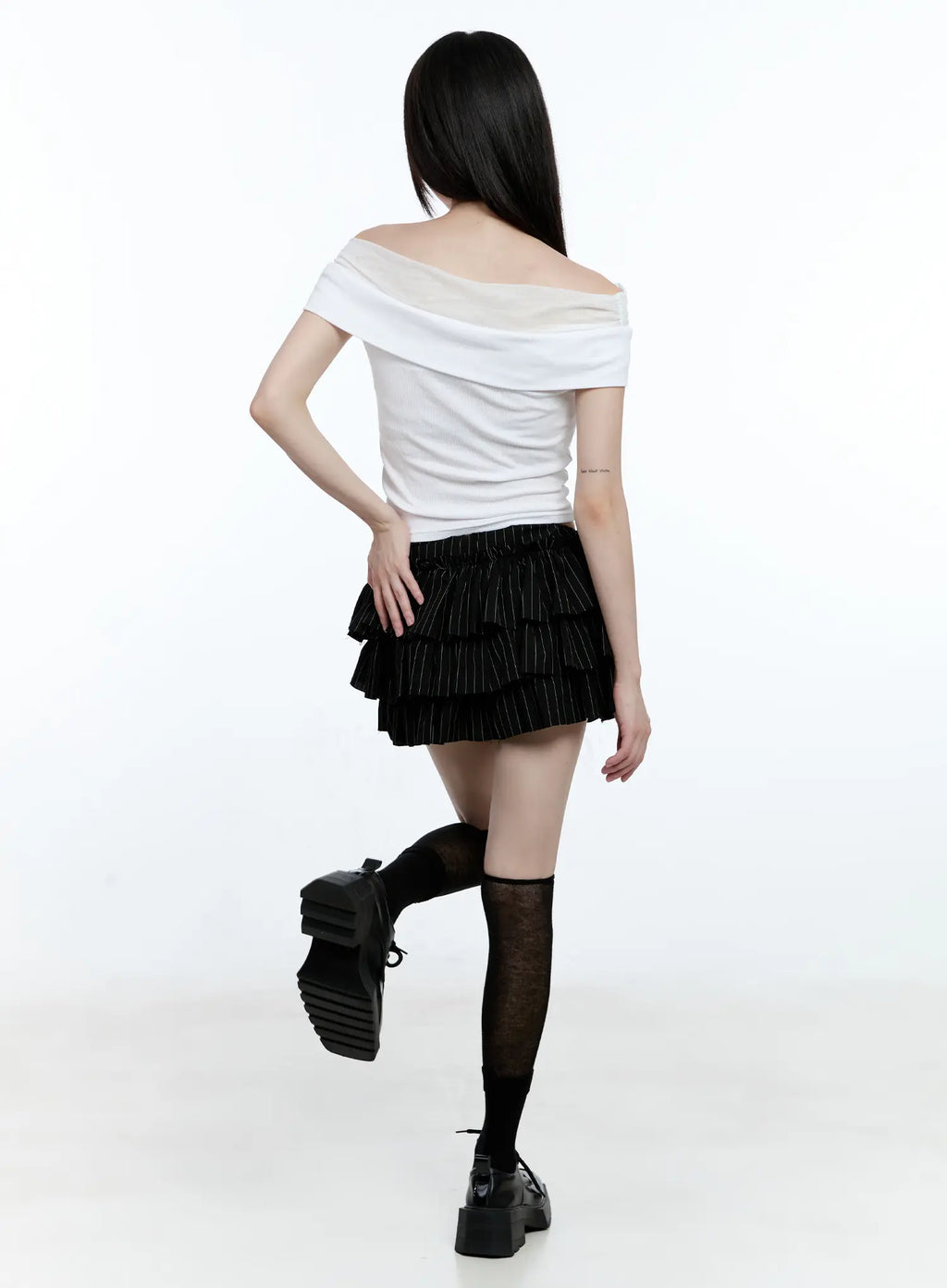 Tiered Stripe Mini Skirt CG507