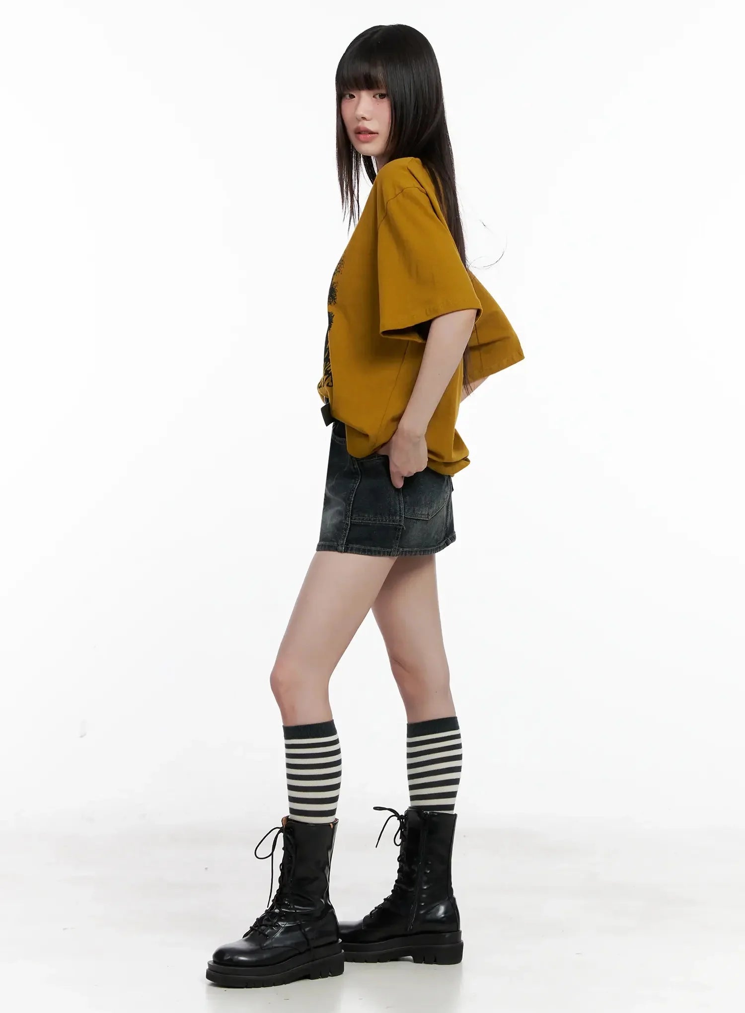 Vintage Wash Denim Mini Skirt IL531