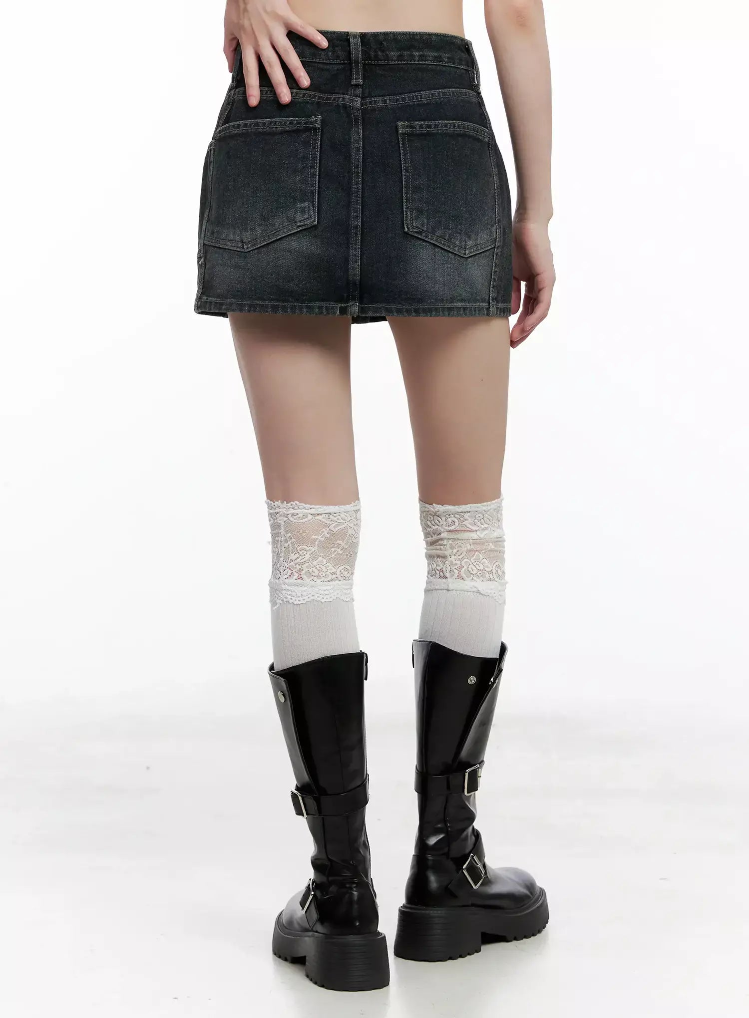 Vintage Wash Denim Mini Skirt IL531