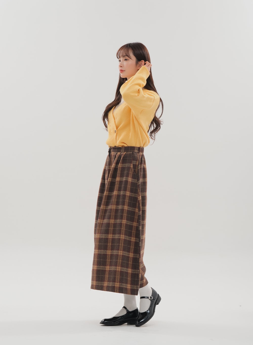 Check Pattern Maxi Skirt B1801