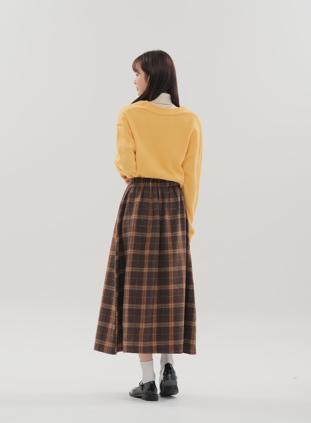 Check Pattern Maxi Skirt B1801