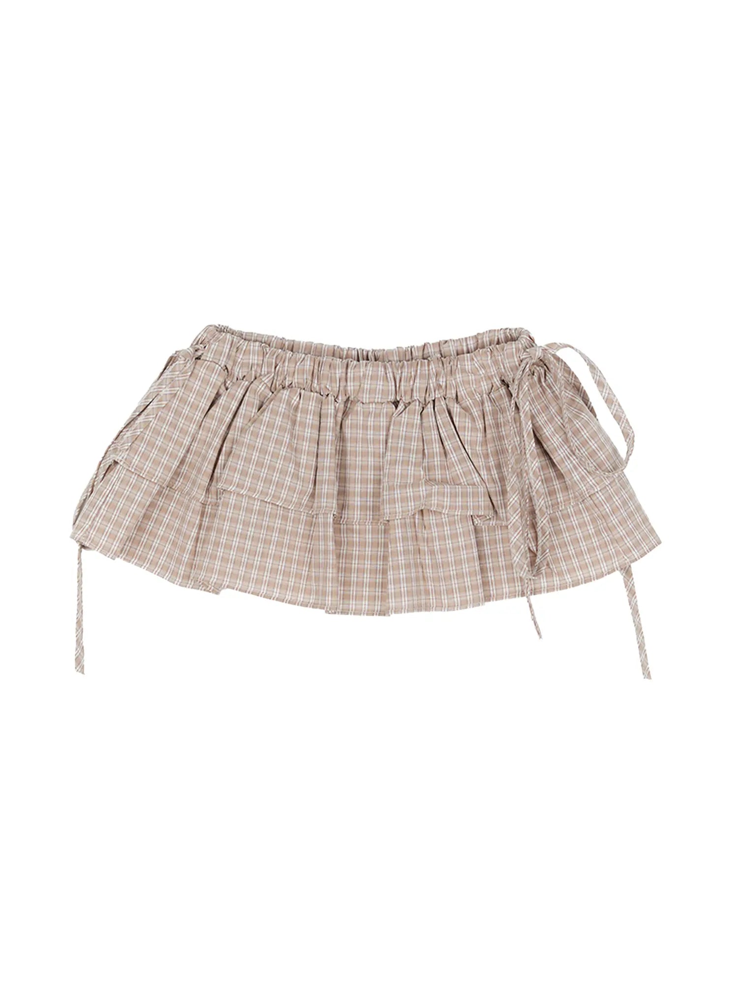 Plaid Layered Wrap Mini Skirt CG507